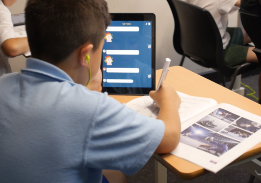 A student in a user-testing session